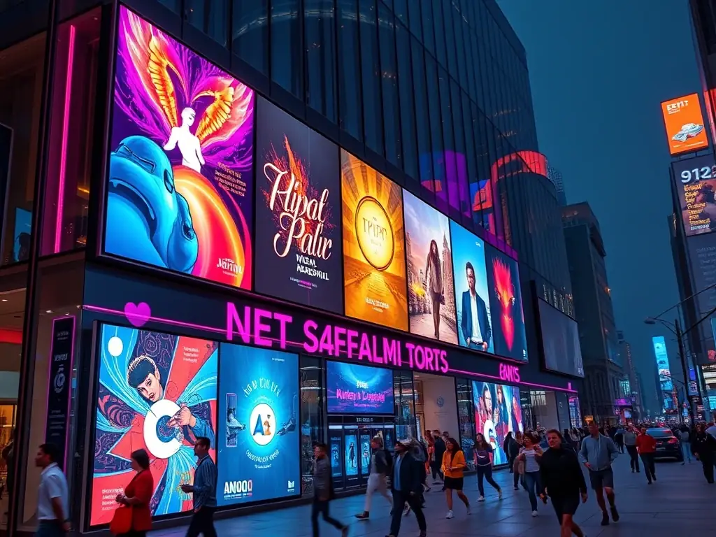 A futuristic graphic showing targeted social media ads being delivered to specific user profiles, highlighting the precision and efficiency of AI-driven audience targeting.