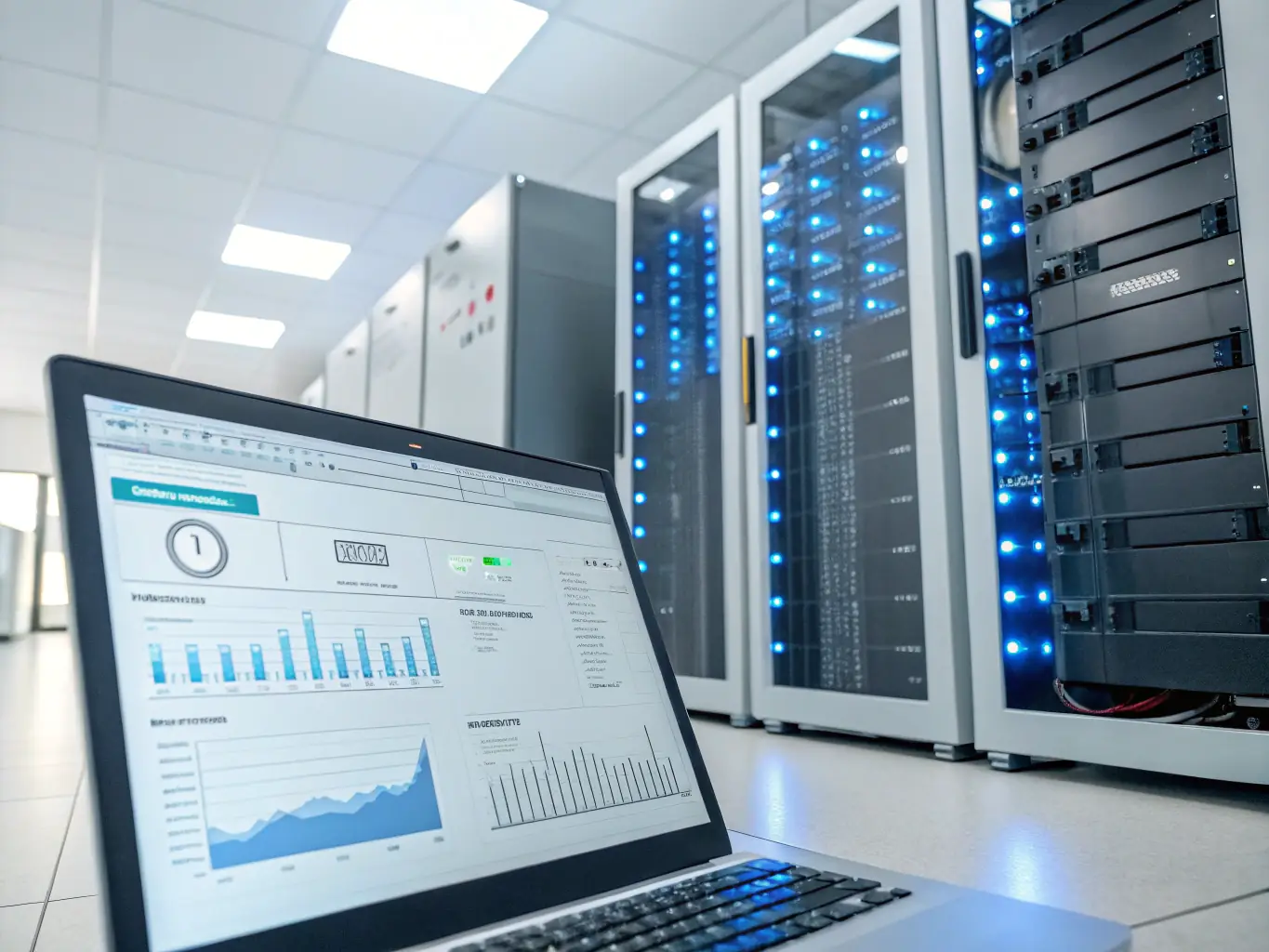 An AI chatbot analyzing customer data and generating insights on a dashboard, displayed with a futuristic, data-driven interface.